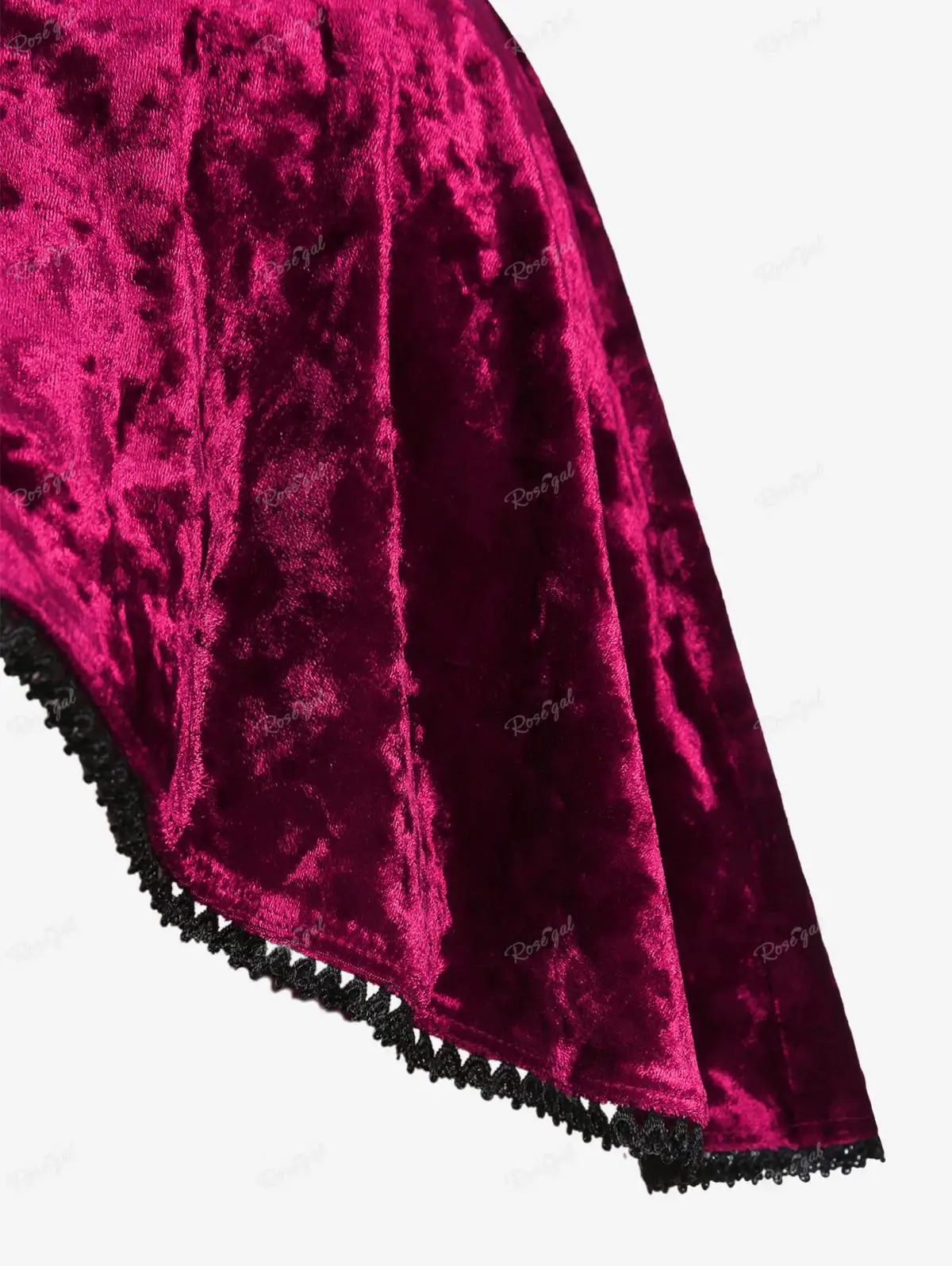 Manteau Velours Bordeaux Femme - Capuche Fourrure Pompons Witchy Grande Taille - Image 8