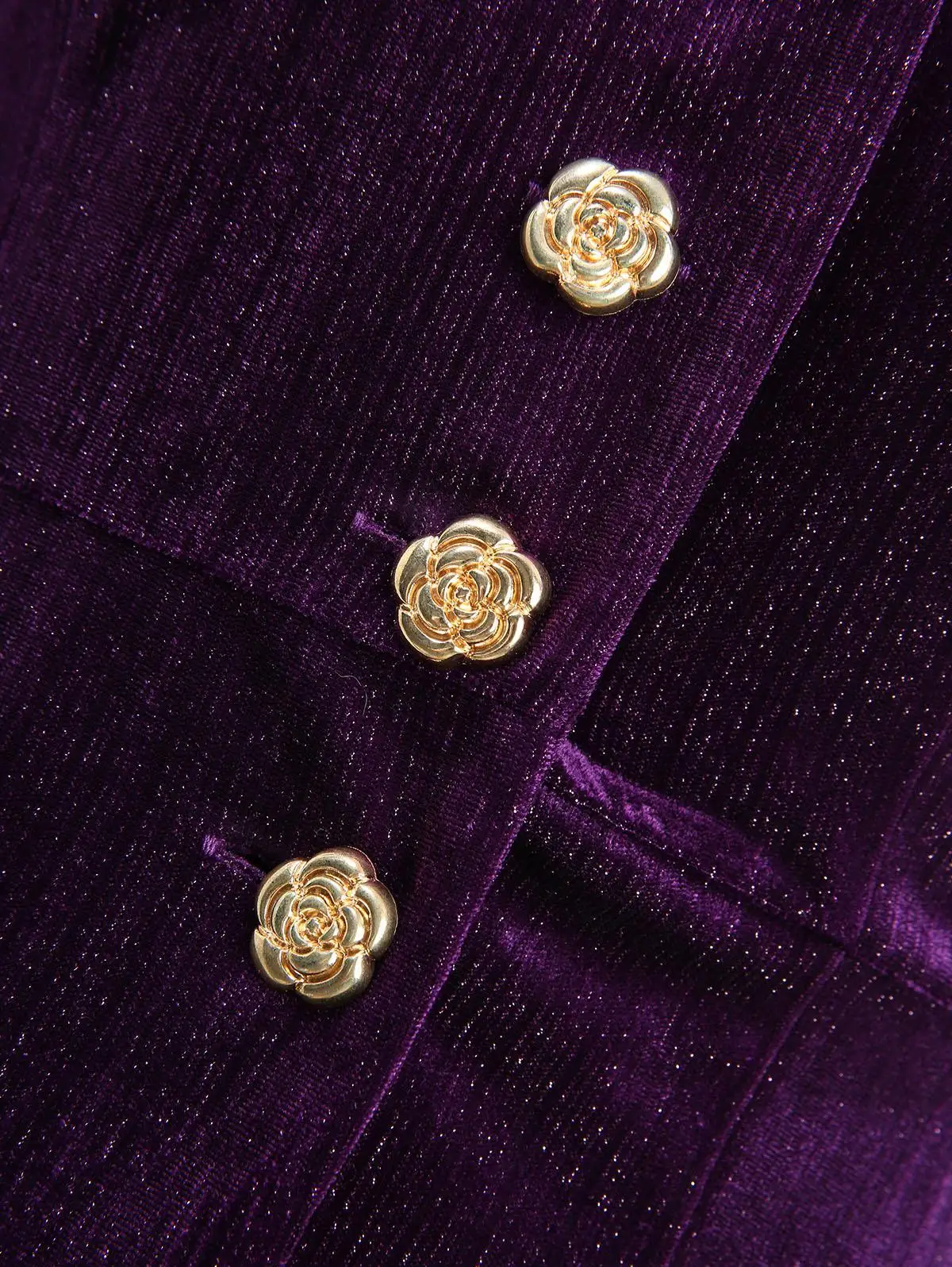 Manteau Velours Witchy Femme - Capuche Pourpre Boutons Dorés Asymétrique Grande Taille - Image 4