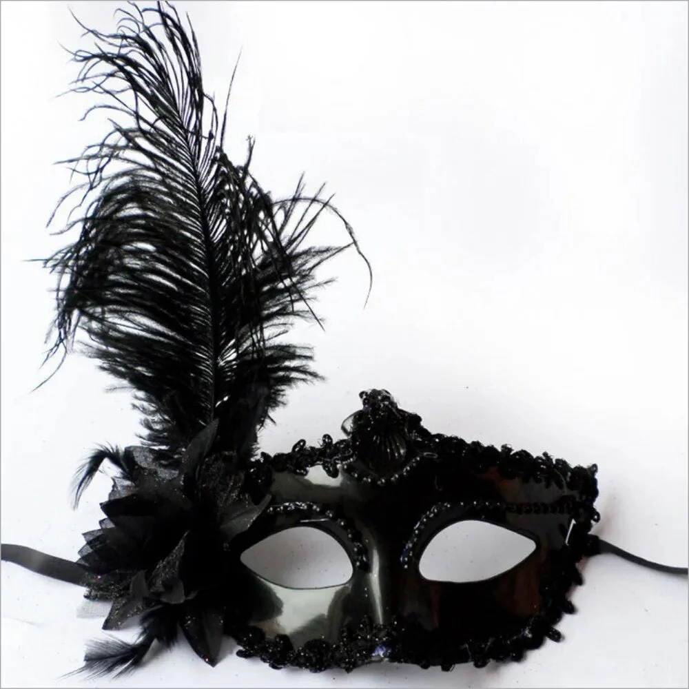 Masque Venitien Femme Noir ou Blanc - Image 2