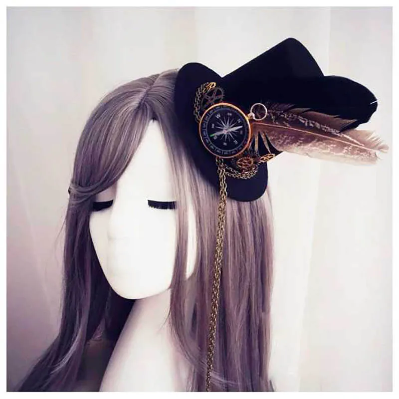 Mini Chapeau Steampunk - Boussole et Horloge d'Aventurière - Image 4