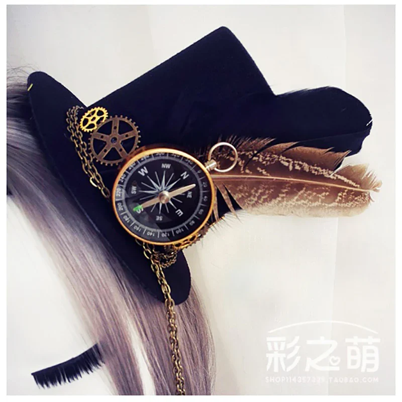 Mini Chapeau Steampunk - Boussole et Horloge d'Aventurière - Image 5