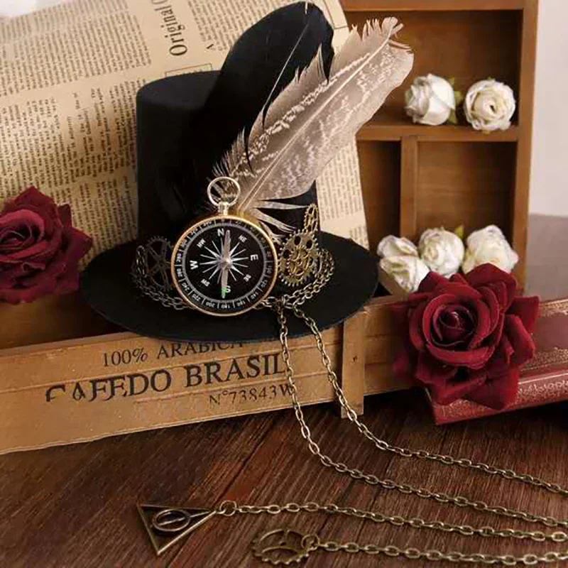 Mini Chapeau Steampunk - Boussole et Horloge d'Aventurière - Image 7