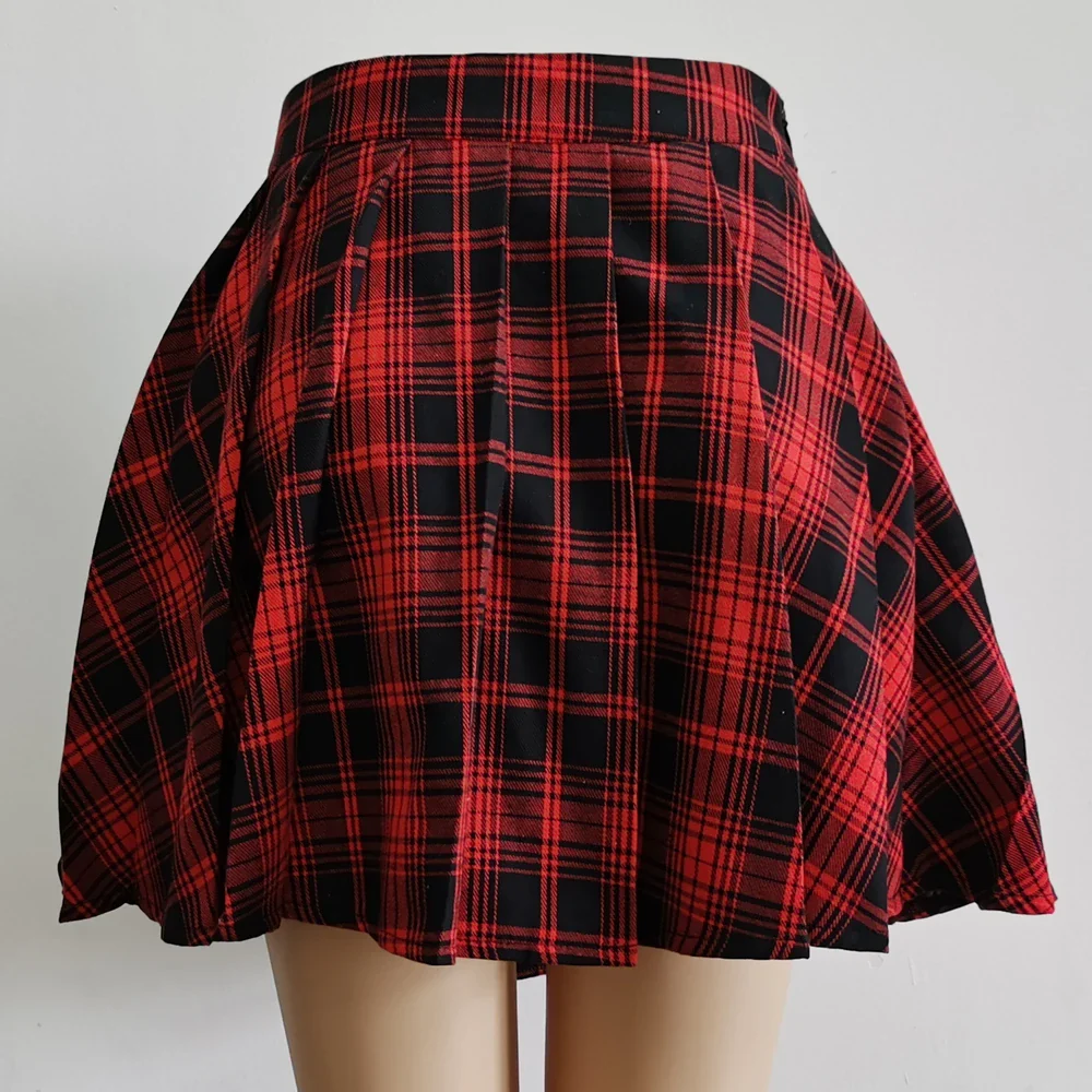 Mini Jupe Harajuku Punk Asymétrique — tartan rouge & noir - Image 4