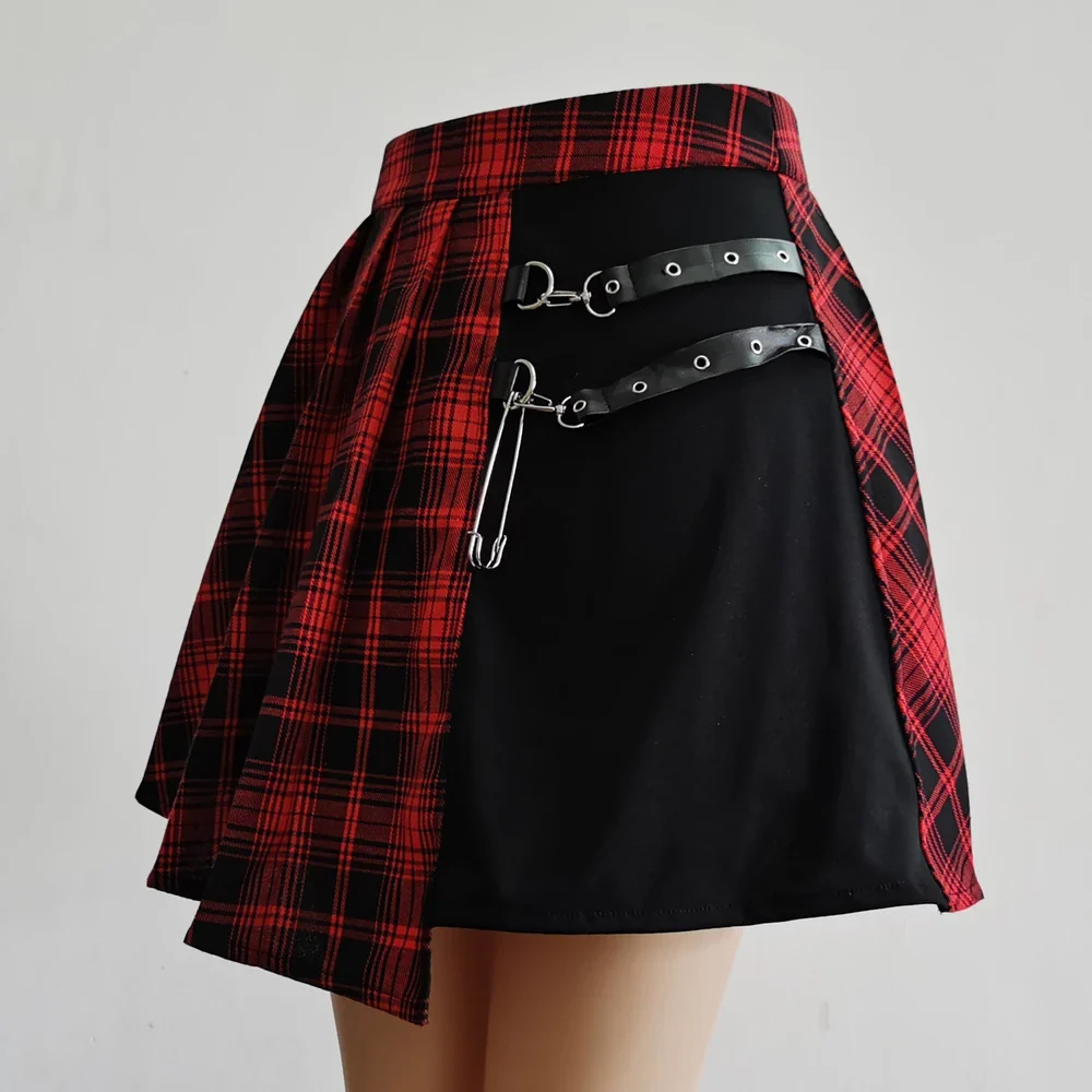 Mini Jupe Harajuku Punk Asymétrique — tartan rouge & noir - Image 7