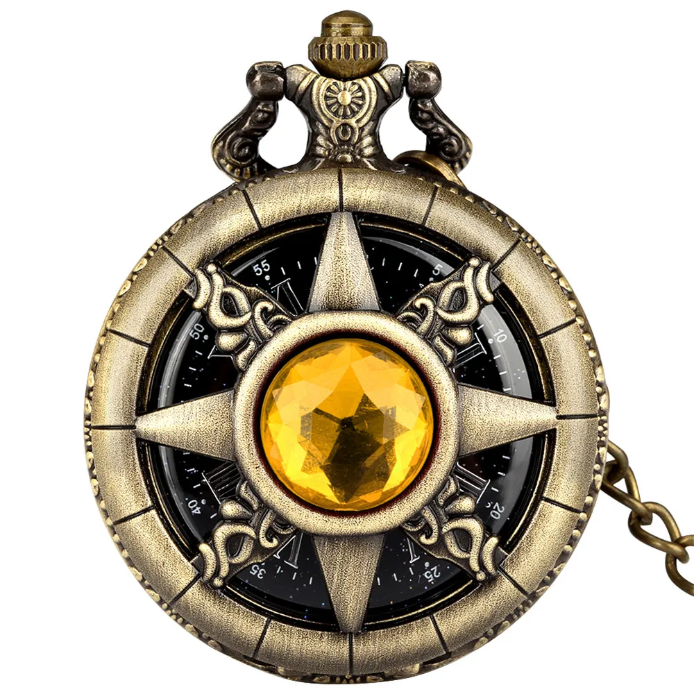Montre a Gousset steampunk — soleil étoilé en bronze