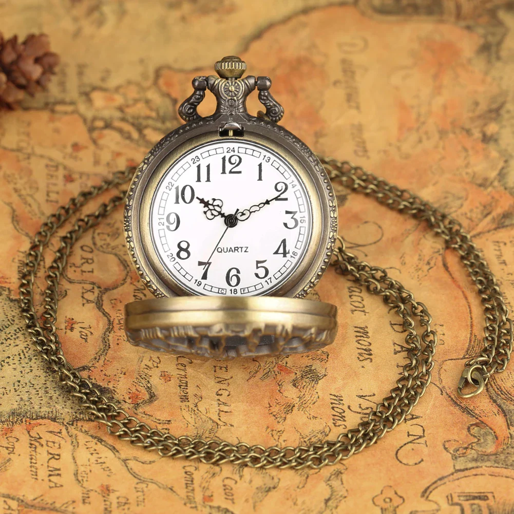 Montre de Poche en Bronze Arbre de Vie Ajourée avec Collier - Image 3