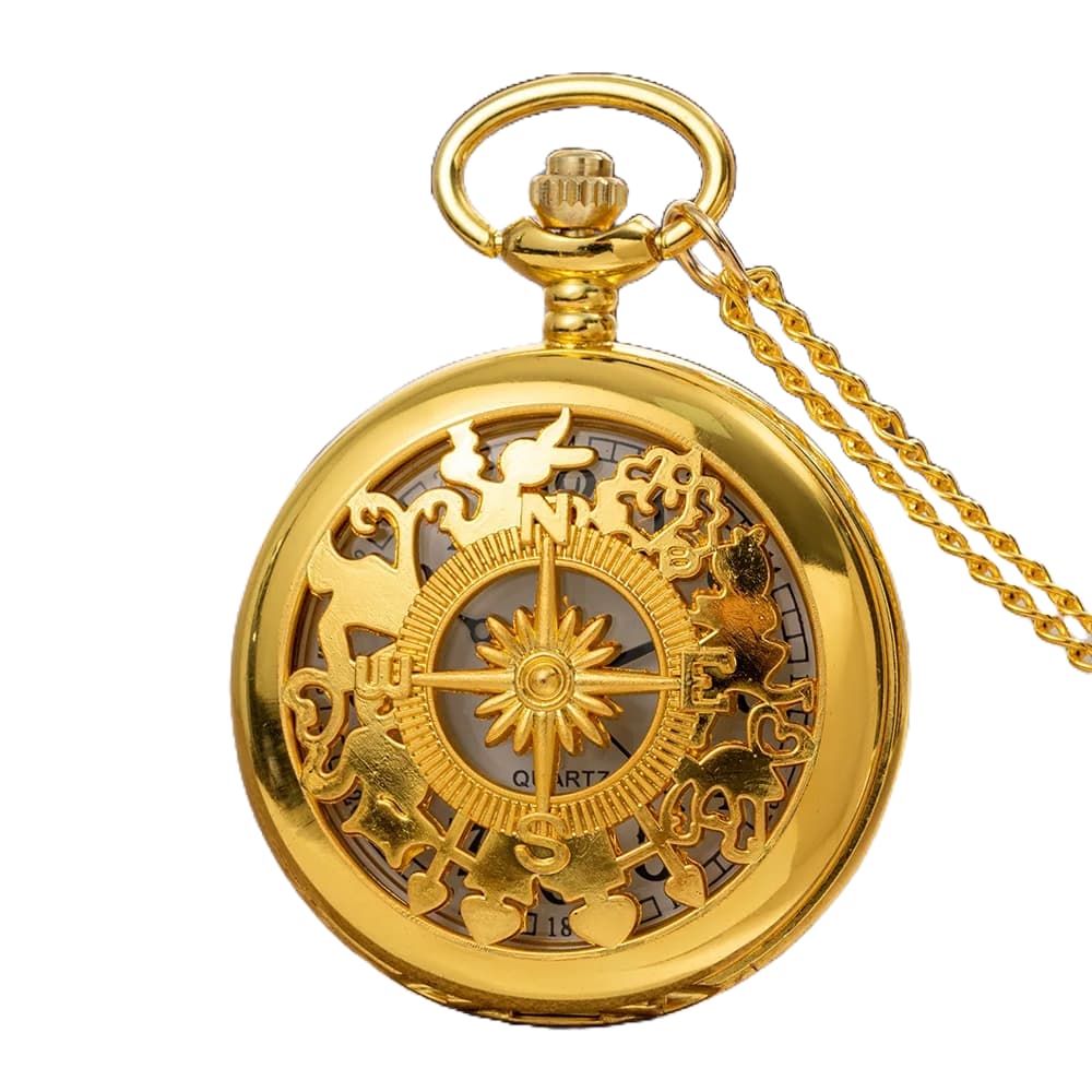 Montre de Poche Steampunk — Finition Or Antique (Quartz)
