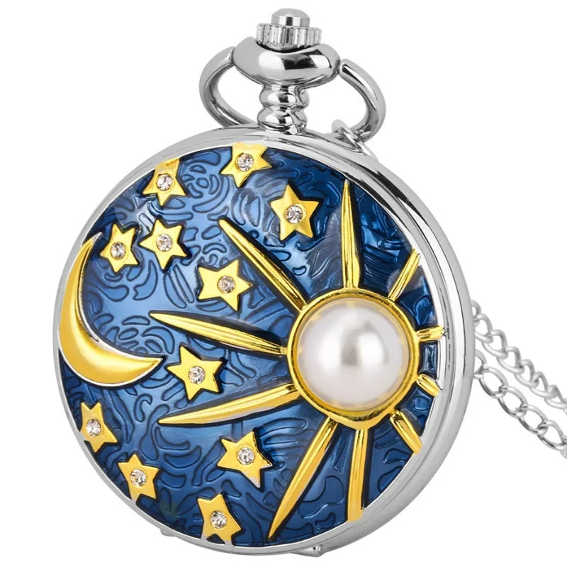 Montre à Gousset « Céleste » — Lune & Étoiles (Quartz)