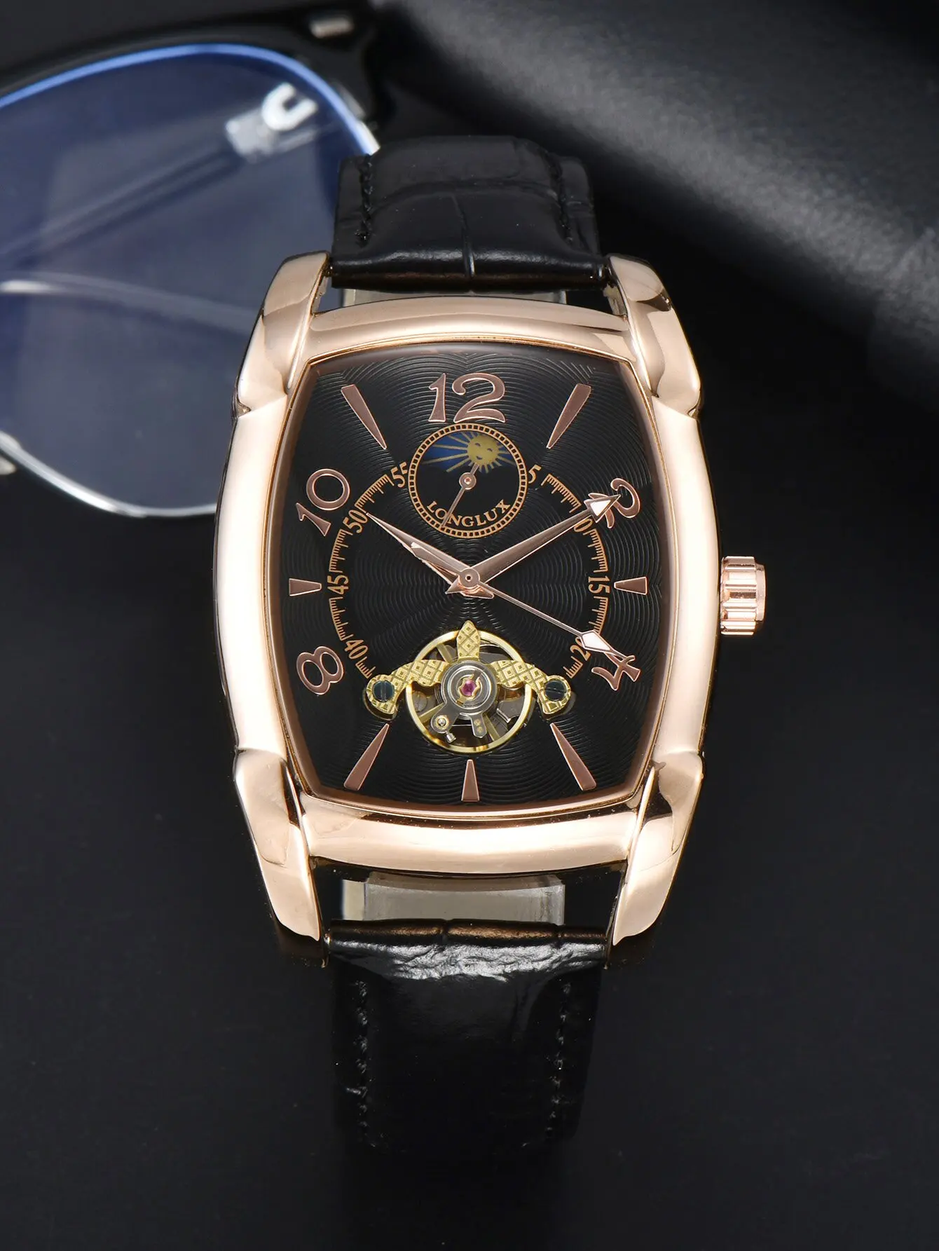 Montre Rectangulaire Homme Vintage - Squelette Art Deco - Image 12