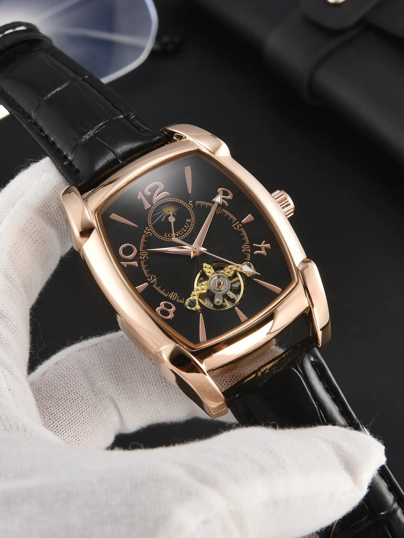 Montre Rectangulaire Homme Vintage - Squelette Art Deco - Image 3