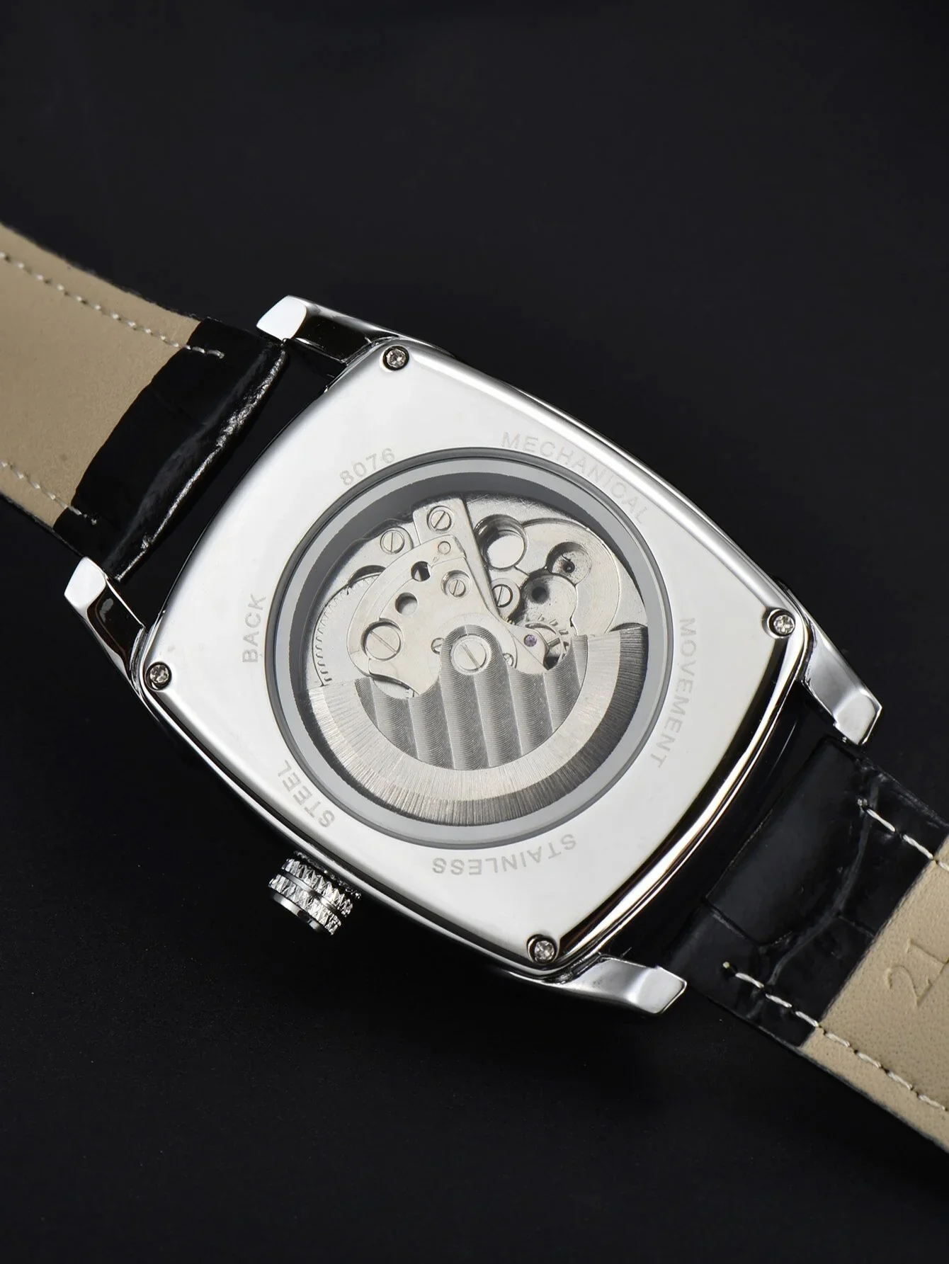 Montre Rectangulaire Homme Vintage - Squelette Art Deco - Image 4