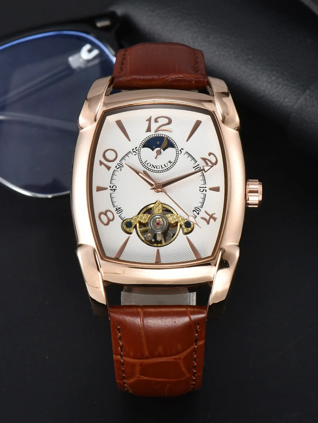 Montre Rectangulaire Homme Vintage - Squelette Art Deco - Image 8