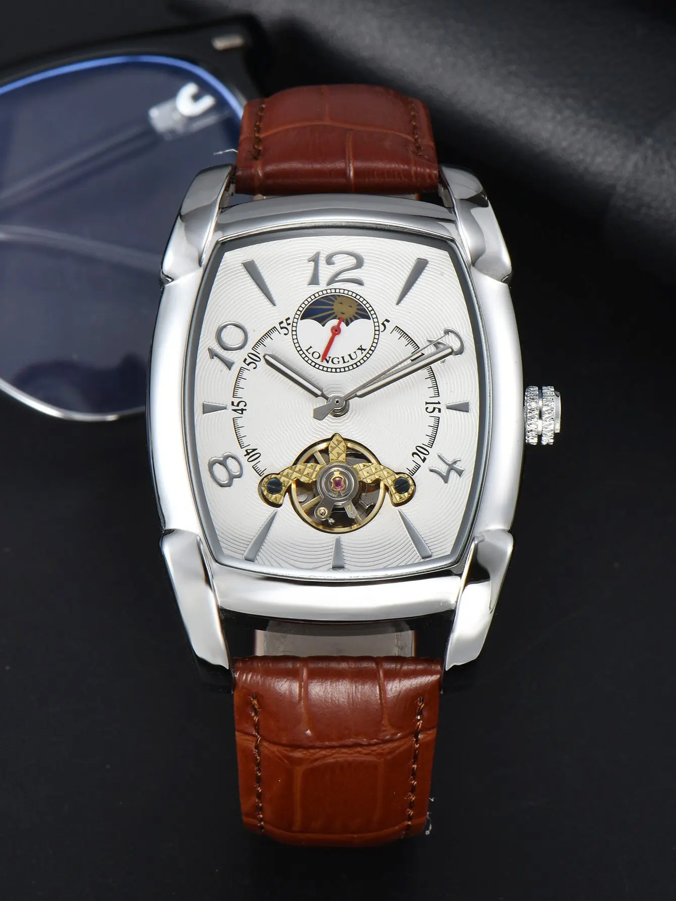 Montre Rectangulaire Homme Vintage - Squelette Art Deco - Image 9
