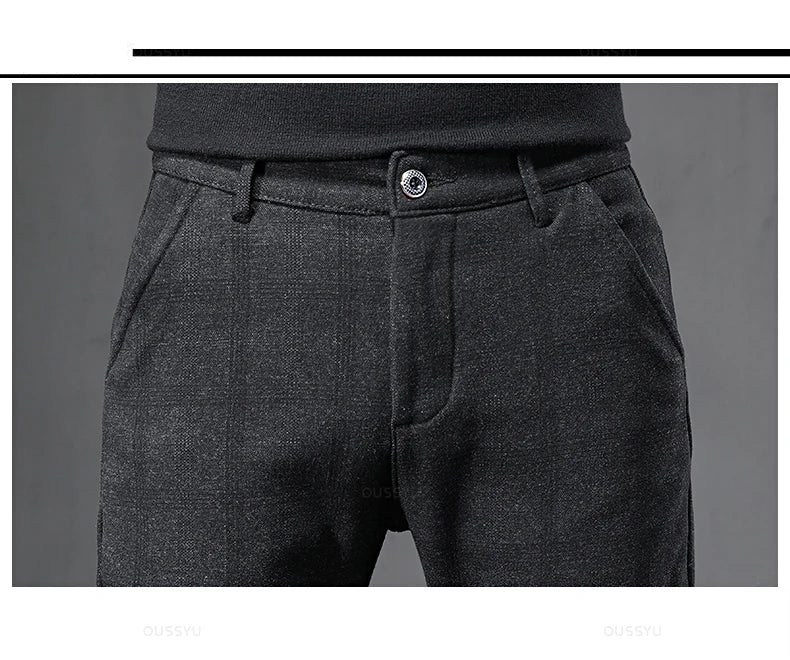 Pantalon Homme à Carreaux - Coupe Slim Stretch Gris ou Marine - Image 12