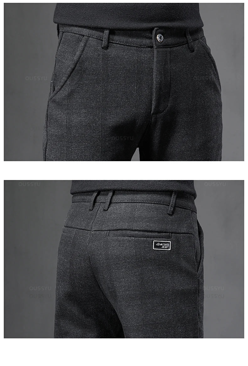 Pantalon Homme à Carreaux - Coupe Slim Stretch Gris ou Marine - Image 13