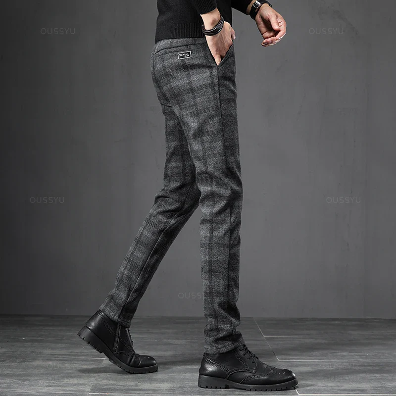Pantalon Homme à Carreaux - Coupe Slim Stretch Gris ou Marine - Image 14