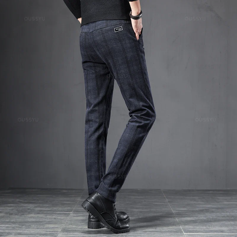 Pantalon Homme à Carreaux - Coupe Slim Stretch Gris ou Marine - Image 16