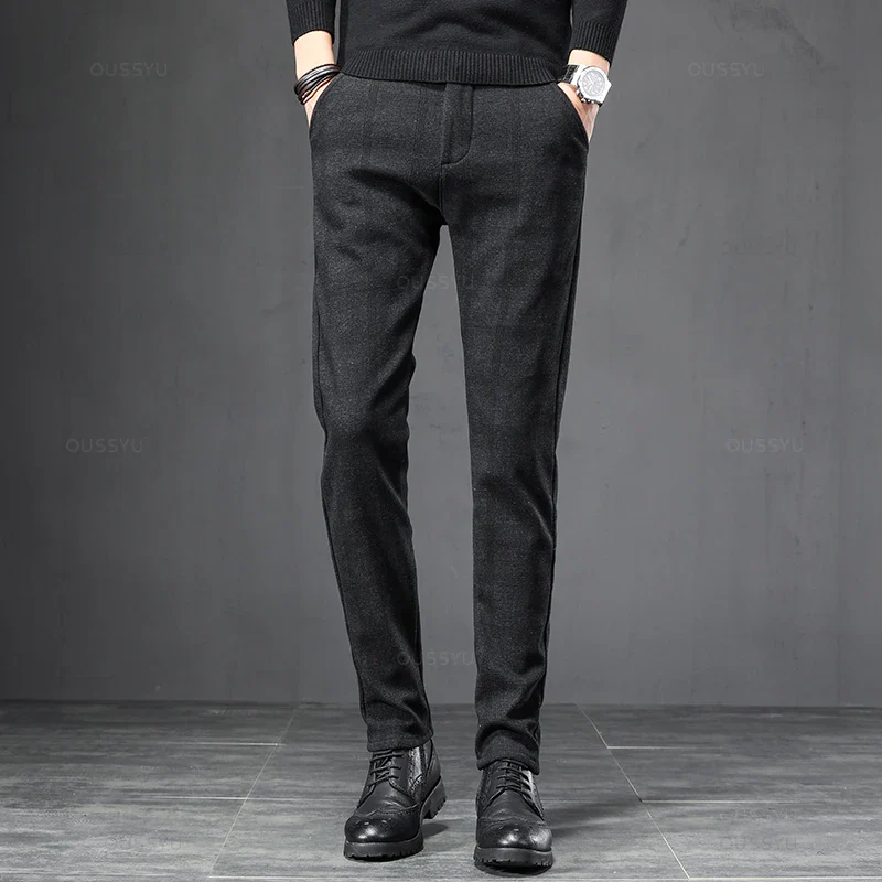 Pantalon Homme à Carreaux - Coupe Slim Stretch Gris ou Marine - Image 3