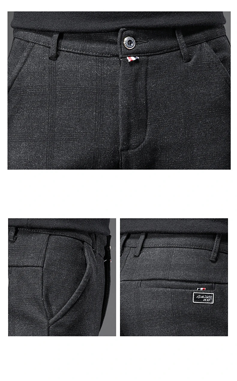 Pantalon Homme à Carreaux - Coupe Slim Stretch Gris ou Marine - Image 4