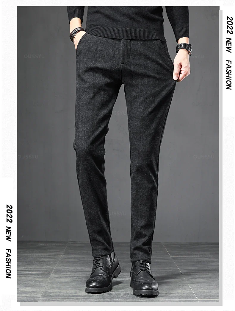Pantalon Homme à Carreaux - Coupe Slim Stretch Gris ou Marine - Image 6