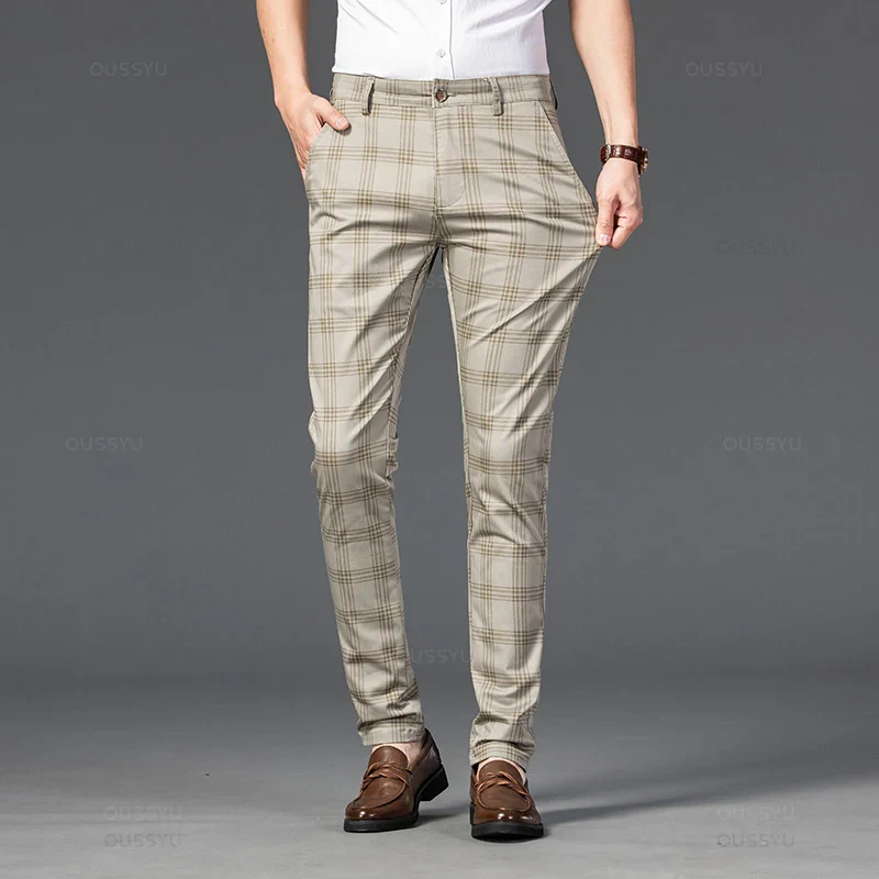 Pantalon Homme à Carreaux Subtils - 7 Coloris dont Vert Armée & Bordeaux