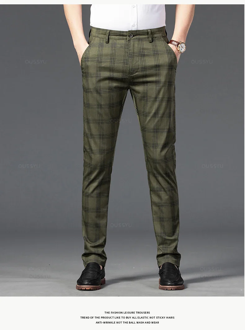 Pantalon Homme à Carreaux Subtils - 7 Coloris dont Vert Armée & Bordeaux - Image 10