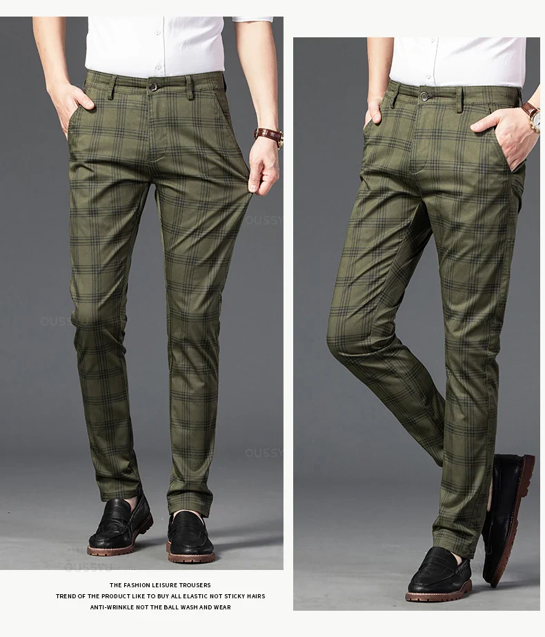 Pantalon Homme à Carreaux Subtils - 7 Coloris dont Vert Armée & Bordeaux - Image 11