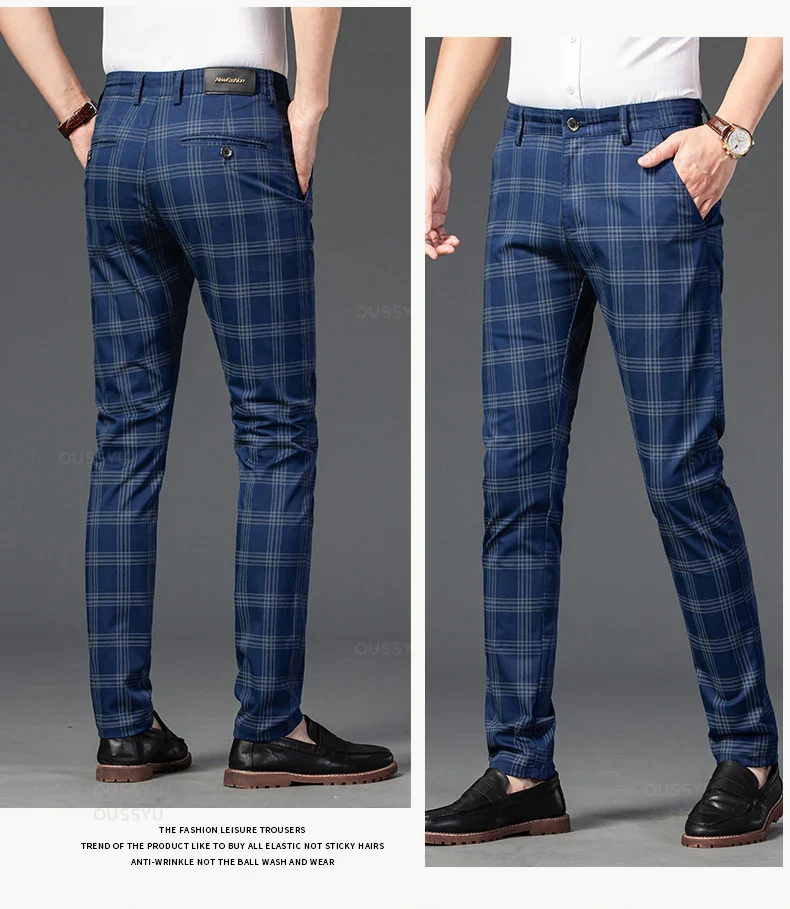 Pantalon Homme à Carreaux Subtils - 7 Coloris dont Vert Armée & Bordeaux - Image 13