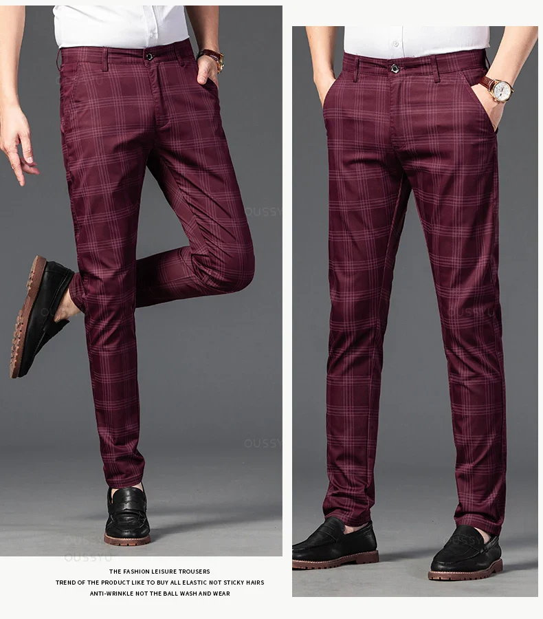 Pantalon Homme à Carreaux Subtils - 7 Coloris dont Vert Armée & Bordeaux - Image 15