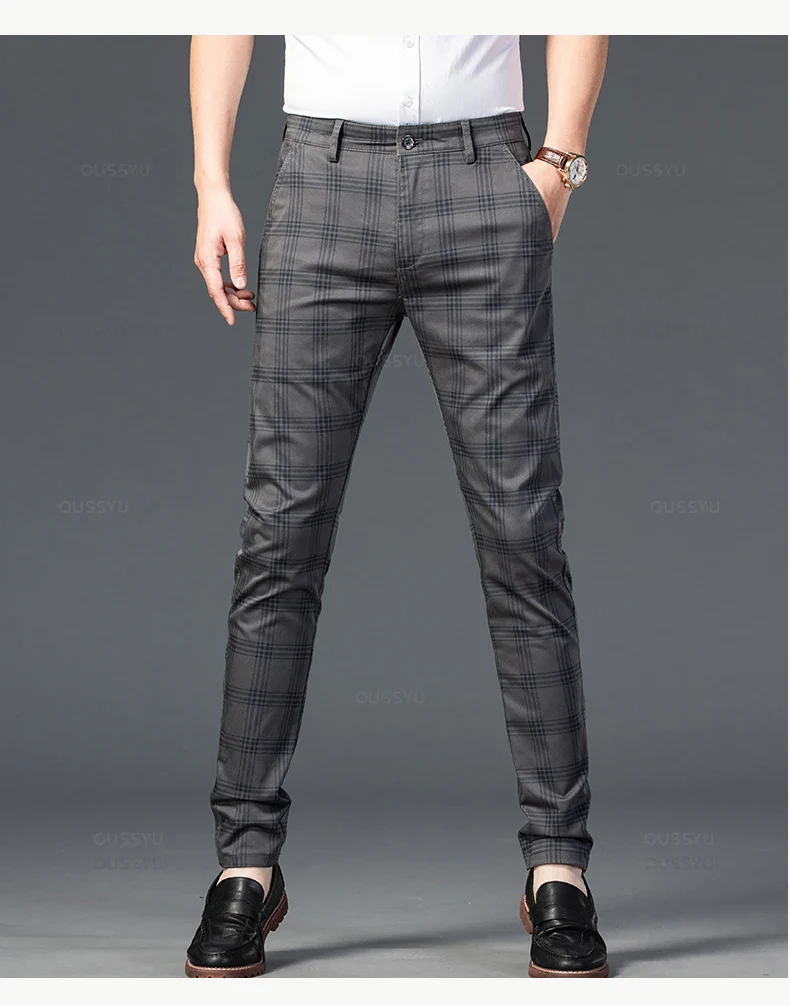 Pantalon Homme à Carreaux Subtils - 7 Coloris dont Vert Armée & Bordeaux - Image 16