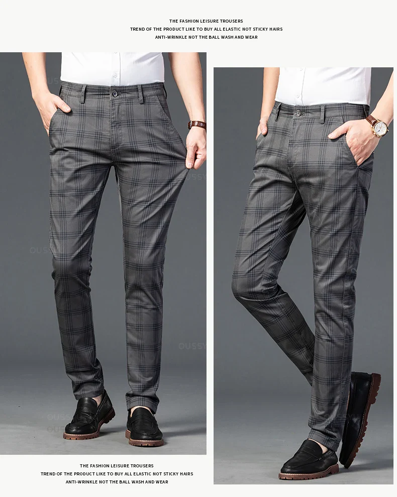 Pantalon Homme à Carreaux Subtils - 7 Coloris dont Vert Armée & Bordeaux - Image 17