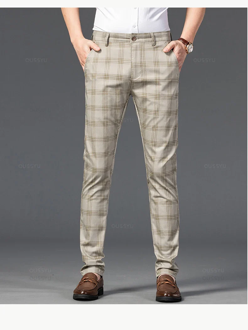 Pantalon Homme à Carreaux Subtils - 7 Coloris dont Vert Armée & Bordeaux - Image 18