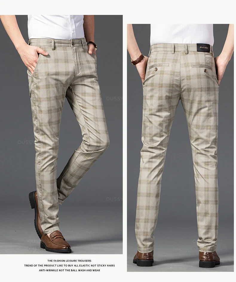 Pantalon Homme à Carreaux Subtils - 7 Coloris dont Vert Armée & Bordeaux - Image 19
