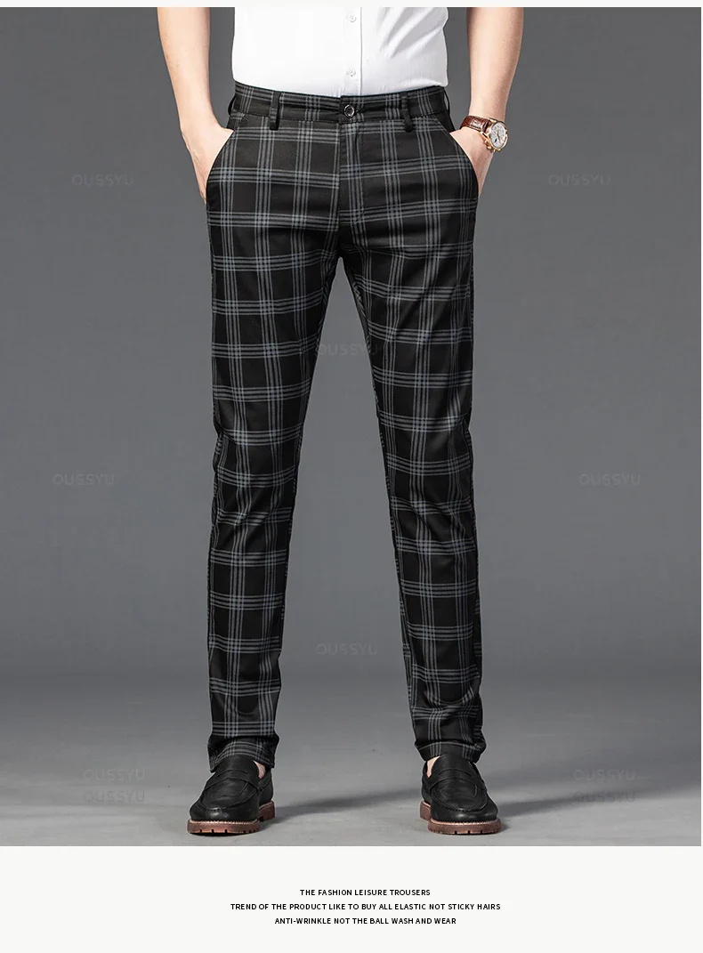 Pantalon Homme à Carreaux Subtils - 7 Coloris dont Vert Armée & Bordeaux - Image 20