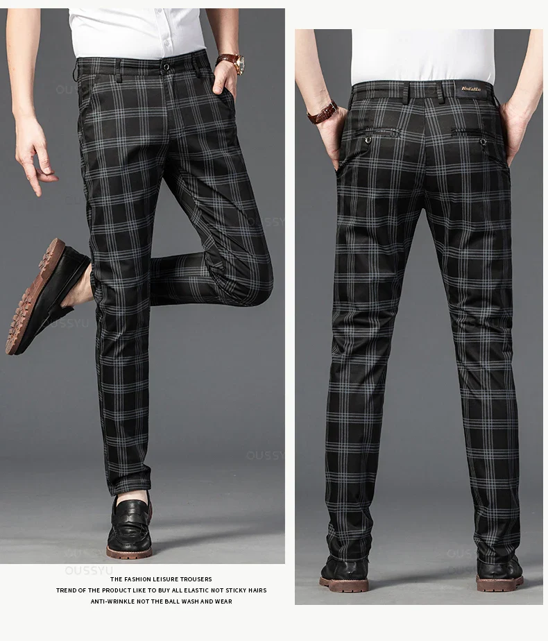 Pantalon Homme à Carreaux Subtils - 7 Coloris dont Vert Armée & Bordeaux - Image 21