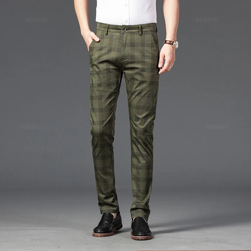 Pantalon Homme à Carreaux Subtils - 7 Coloris dont Vert Armée & Bordeaux - Image 24