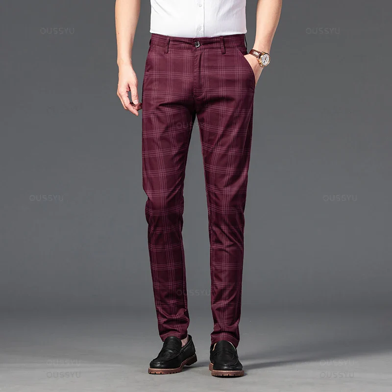 Pantalon Homme à Carreaux Subtils - 7 Coloris dont Vert Armée & Bordeaux - Image 25