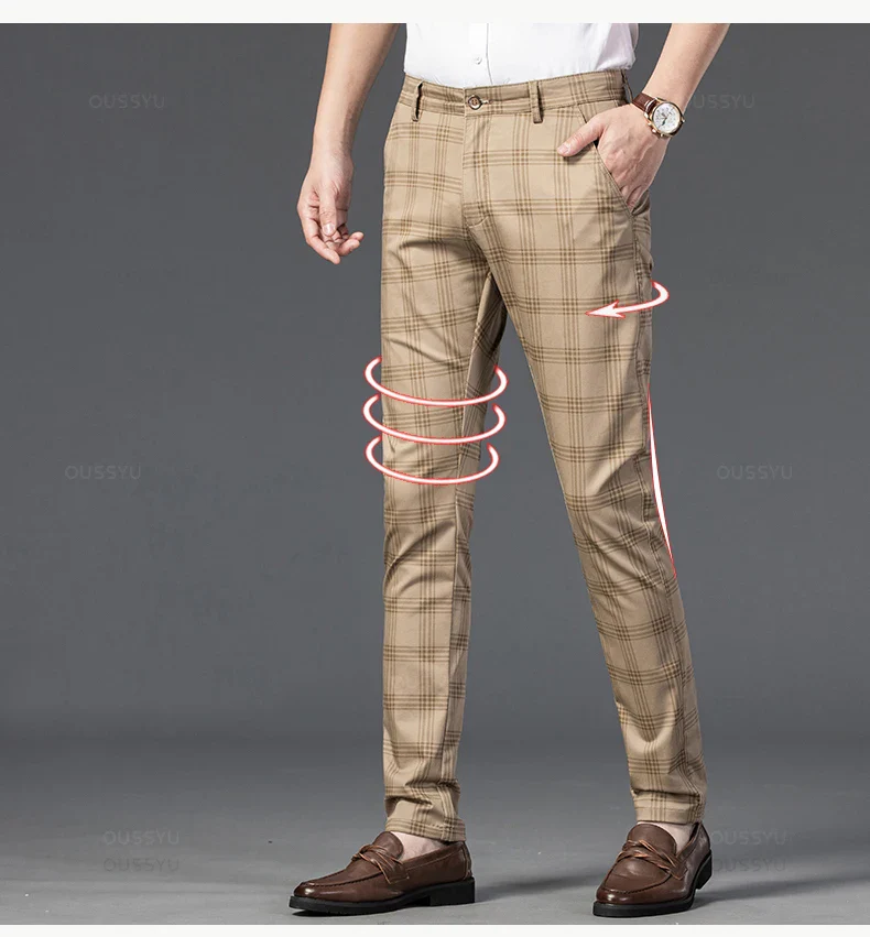 Pantalon Homme à Carreaux Subtils - 7 Coloris dont Vert Armée & Bordeaux - Image 5