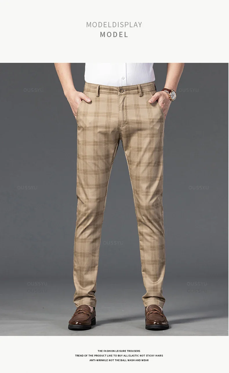 Pantalon Homme à Carreaux Subtils - 7 Coloris dont Vert Armée & Bordeaux - Image 7