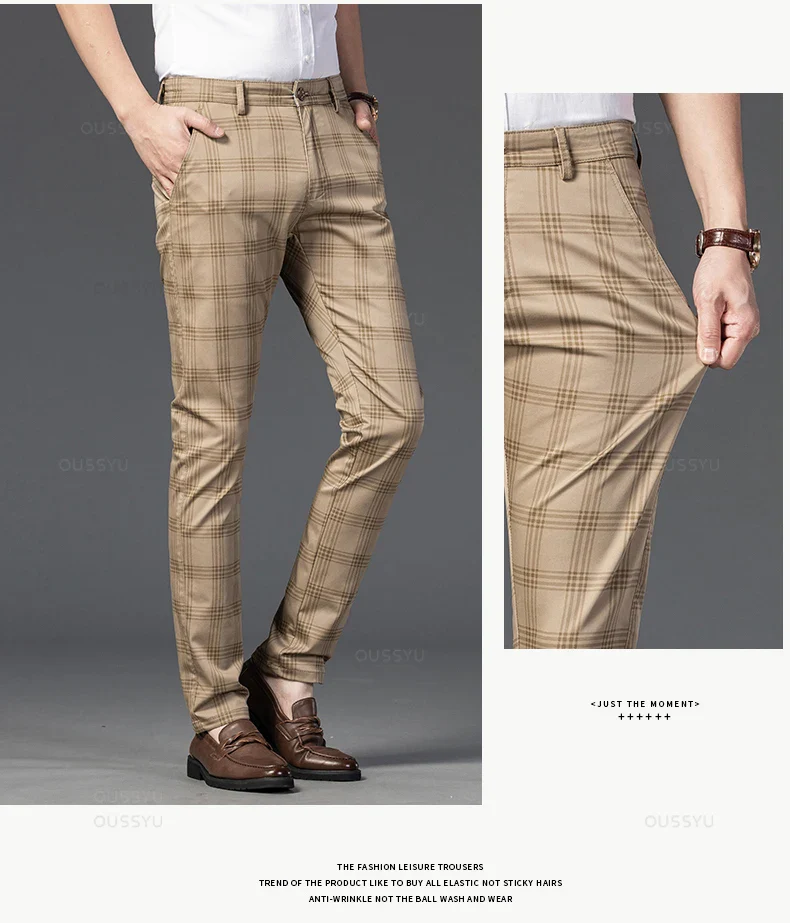 Pantalon Homme à Carreaux Subtils - 7 Coloris dont Vert Armée & Bordeaux - Image 8