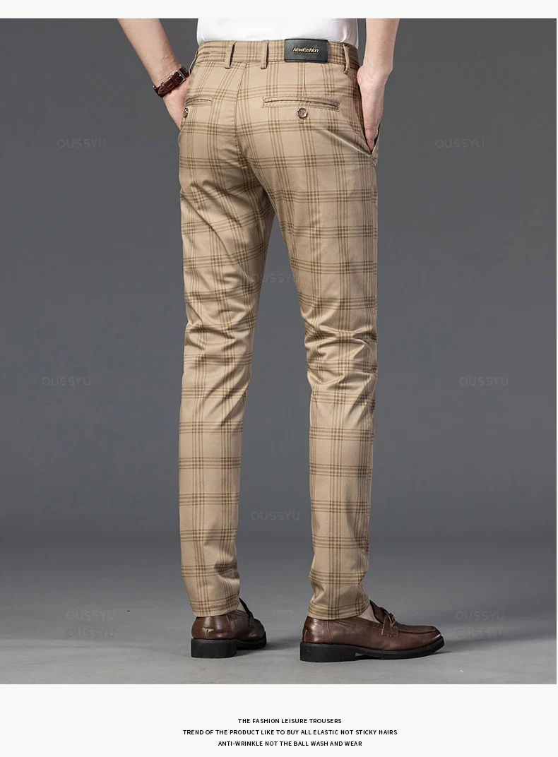 Pantalon Homme à Carreaux Subtils - 7 Coloris dont Vert Armée & Bordeaux - Image 9