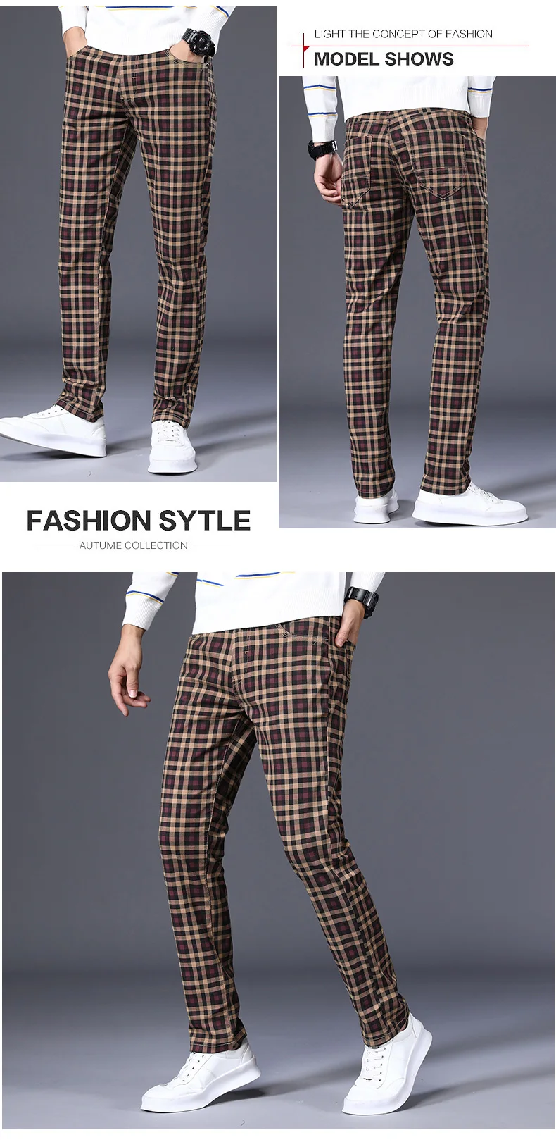 Pantalon Tweed Homme Gentleman - Effet Carreaux 98% Coton - Image 11