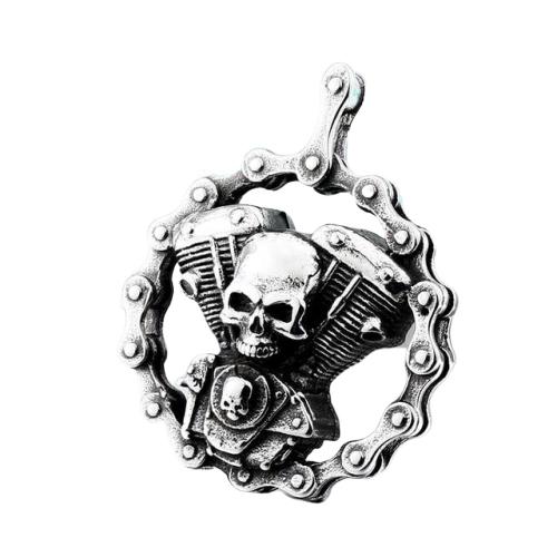 Pendentif Homme Biker — Engrenage en Acier Inoxydable 316L