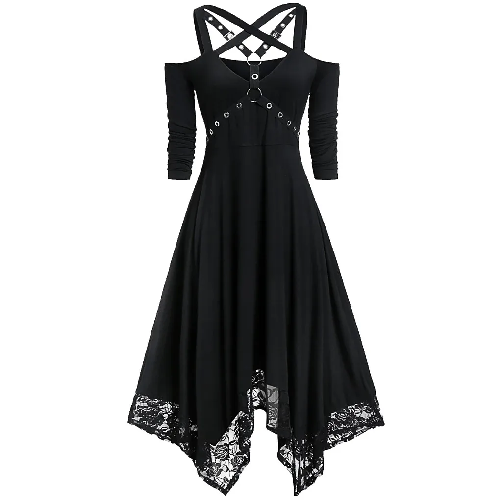 Robe à épaules dénudées gothique — L'élégance en noir