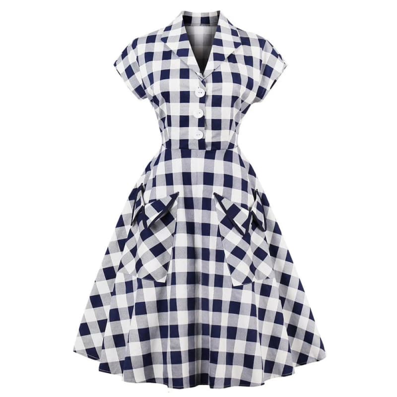 Robe Longue Bleue et Blanche — Damier Vintage