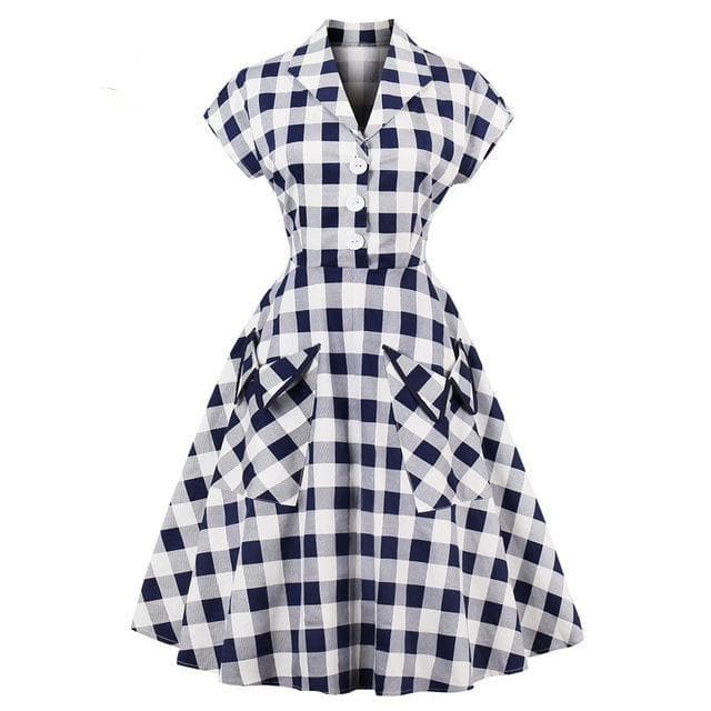 Robe Longue Bleue et Blanche — Damier Vintage - Image 2