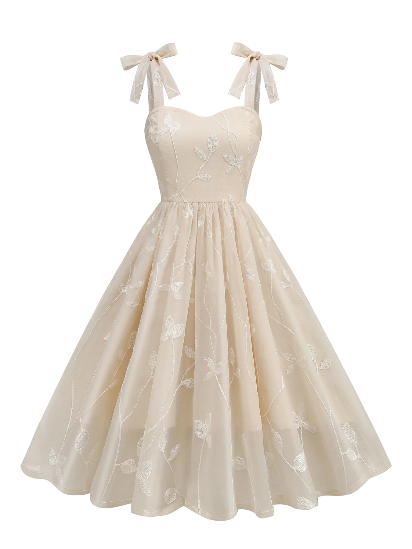 Robe Bretelles Nouées Brodée - Image 11