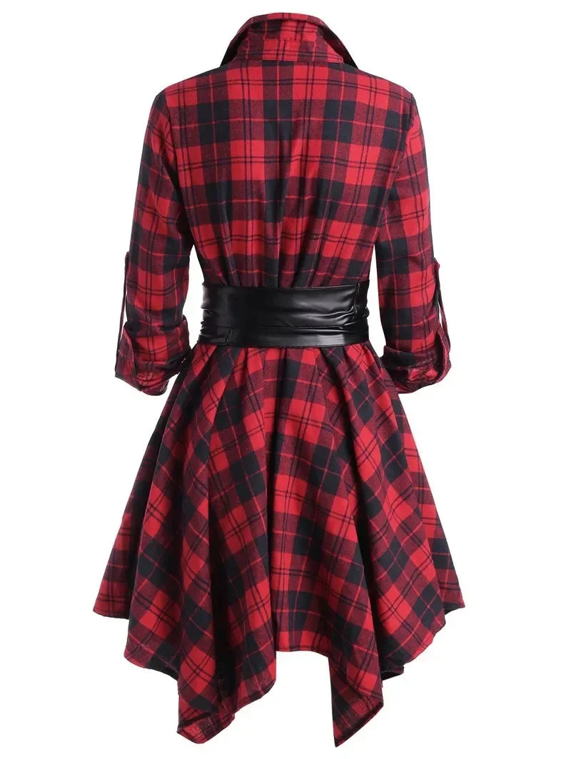 Robe Chemise en Tartan — ourlet mouchoir, esprit grunge goth - Image 2