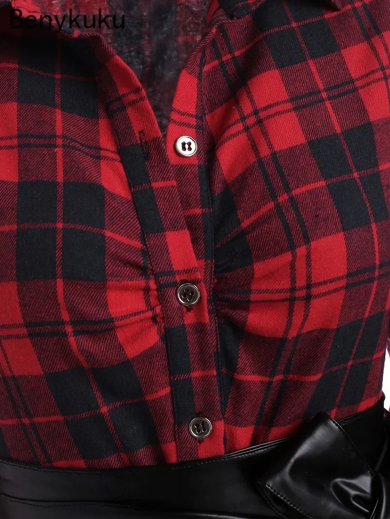 Robe Chemise en Tartan — ourlet mouchoir, esprit grunge goth - Image 4