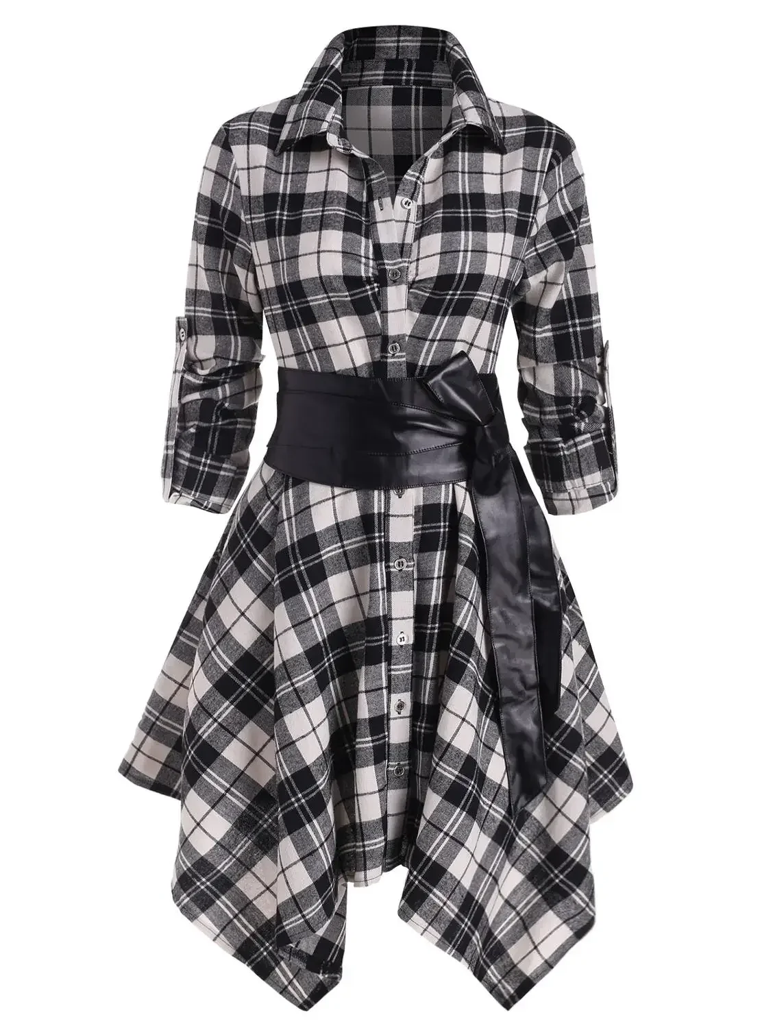 Robe Chemise en Tartan — ourlet mouchoir, esprit grunge goth - Image 7
